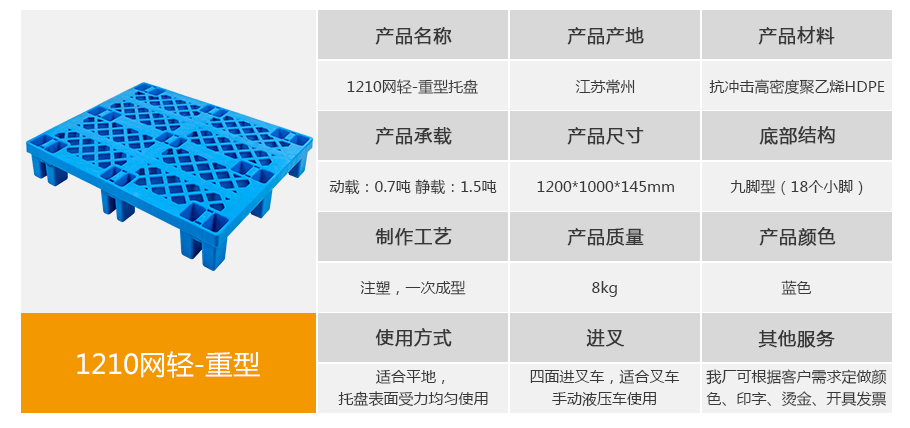 william威廉中文官网1210重型网格九脚塑料托盘