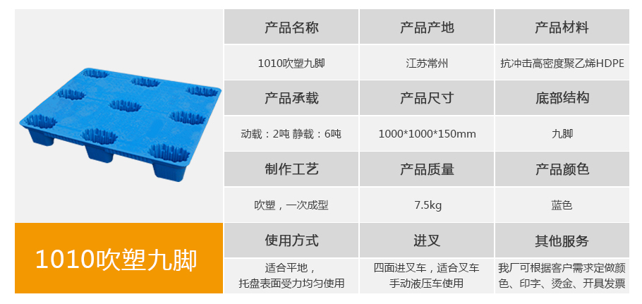 william威廉中文官网1010九脚吹塑托盘