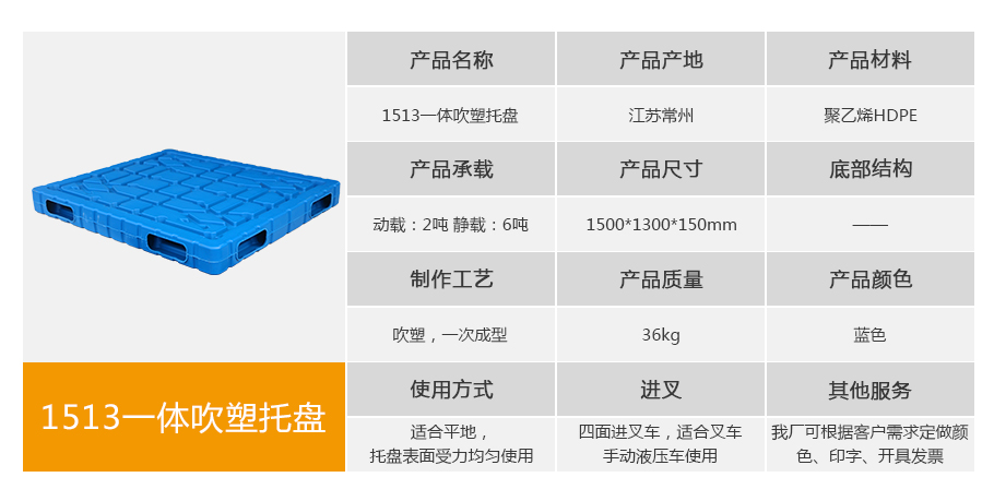 william威廉中文官网1513一体成型吹塑托盘
