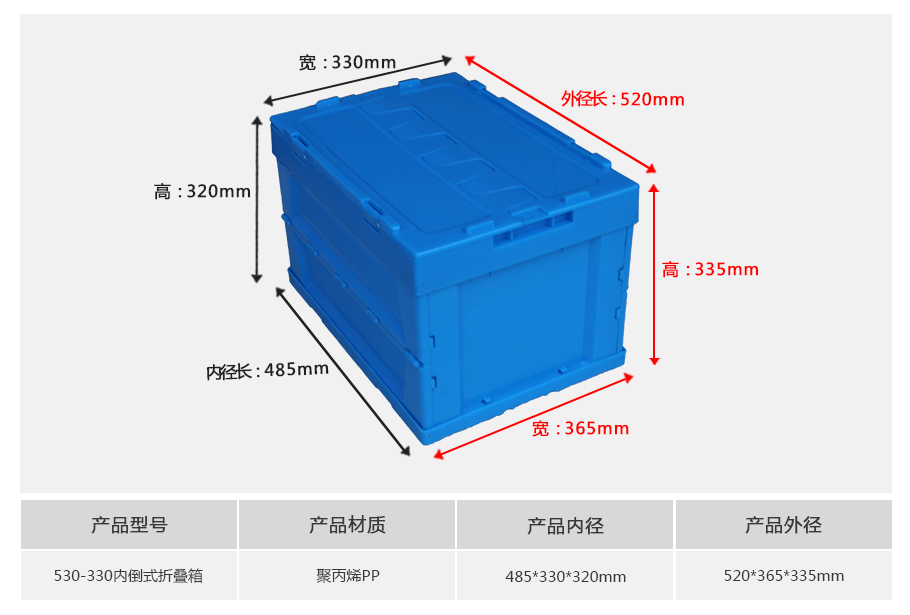 william威廉中文官网530-330塑料内倒式折叠周转箱