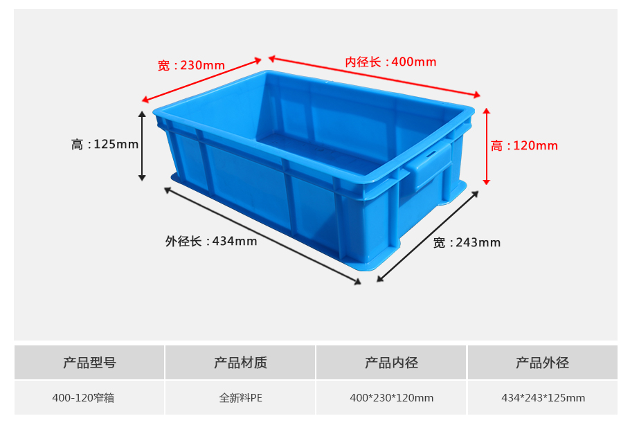 william威廉中文官网400-120塑料周转箱窄箱