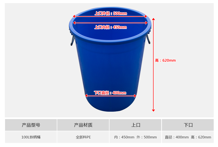 william威廉中文官网100L塑料铁柄桶